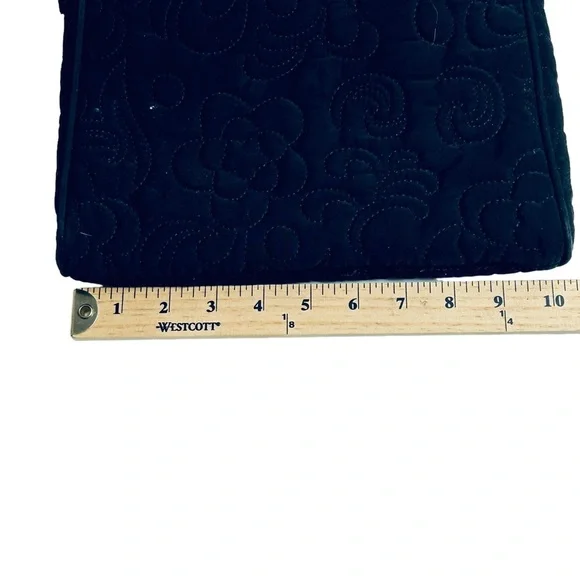 Vera Bradley Front Envelope Closure Cross Body Bag Black Quilted - Picture 9 of 11
